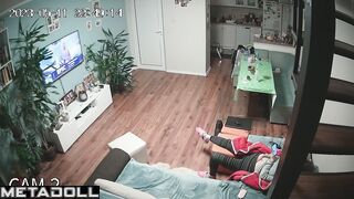 Perverse Dutch brunette woman rubs her pussy while watching pussy licking porn