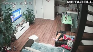 Perverse Dutch brunette woman rubs her pussy while watching pussy licking porn