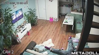 Innocent brunette mom is masturbating on the couch real spy cam