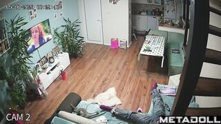 Innocent brunette mom is masturbating on the couch real spy cam
