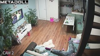 Innocent brunette mom is masturbating on the couch real spy cam