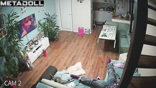 Innocent brunette mom is masturbating on the couch real spy cam