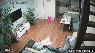 Innocent brunette mom is masturbating on the couch real spy cam