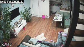 Innocent brunette mom is masturbating on the couch real spy cam