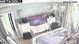 Perverse Welsh brunette aunt rubs her pussy while dreaming of virtual reality porn