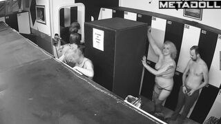 Zagreb office staff change clothes in their locker room