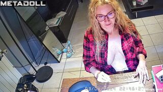Mature American teacher shows her tits