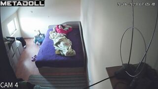 Tattooed Portuguese brunette babysitter fingers her pussy while thinking about blowjob porn
