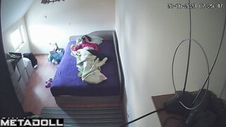 Tattooed Portuguese brunette babysitter fingers her pussy while thinking about blowjob porn