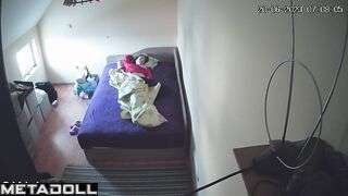 Tattooed Portuguese brunette babysitter fingers her pussy while thinking about blowjob porn
