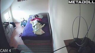 Tattooed Portuguese brunette babysitter fingers her pussy while thinking about blowjob porn