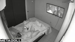 Sweet Irish brunette step-mom fingers her pussy while watching whipping porn