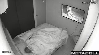 Tanned Welsh brunette mom rubs her pussy while watching vintage porn