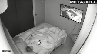 Tanned Welsh brunette mom rubs her pussy while watching vintage porn
