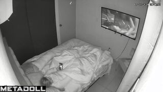 Tanned Welsh brunette mom rubs her pussy while watching vintage porn