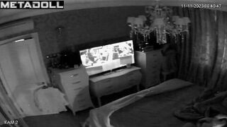 Innocent brunette mom fingers her pussy in panties voyeur cam