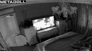 Innocent brunette mom fingers her pussy in panties voyeur cam