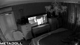 Innocent brunette mom fingers her pussy in panties voyeur cam