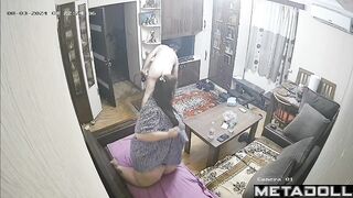 Naked American brunette wife sucks old cock and got cum hidden camera