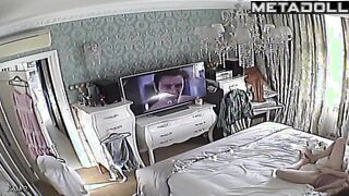 Mature Swedish brunette doctor rubs her pussy while watching celebrity porn