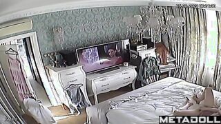 Mature Swedish brunette doctor rubs her pussy while watching celebrity porn