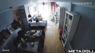 Skinny brunette mother fingers in her bed spy IP cam