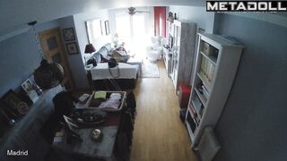 Skinny brunette mother fingers in her bed spy IP cam