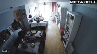 Skinny brunette mother fingers in her bed spy IP cam