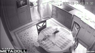 Russian busty mom is naked in her kitchen