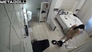 Amateur Turkish brunette belly dancer changes her new panties at home