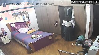 Chunky French brunette celebrity changes her panties after work
