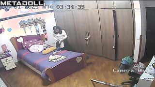 Chunky French brunette celebrity changes her panties after work