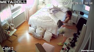 Naked teenage girl in her college room