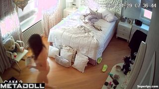 Naked teenage girl in her college room