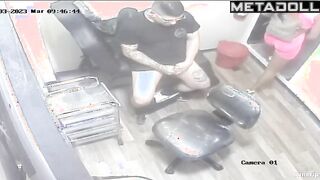 Latin girl gets fucked in a tattoo parlor