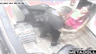 Latin girl gets fucked in a tattoo parlor