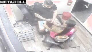 Latin girl gets fucked in a tattoo parlor