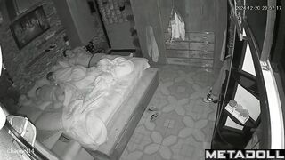 Fat Ukrainian brunette MILF fucks her husband in her daughter’s room spy cam