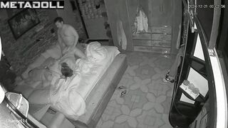 Fat Ukrainian brunette MILF fucks her husband in her daughter’s room spy cam