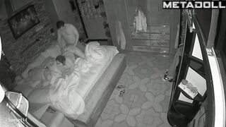 Fat Ukrainian brunette MILF fucks her husband in her daughter’s room spy cam