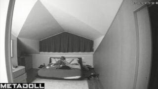 Real married couple having sex in their bed wildly recording