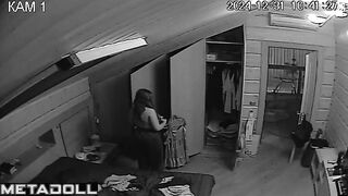 Old New Zealander brunette exotic dancer changes her panties before watching porn