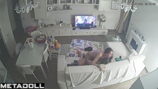 Horny Australian brunette wife rides her husband online