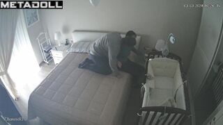 Newly married couple having sex on the couch hidden IP cam