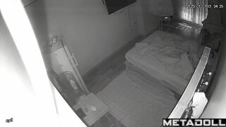Busty Polish blonde babysitter rubs her pussy while watching webcam porn