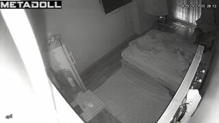 Busty Polish blonde babysitter rubs her pussy while watching webcam porn