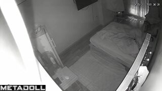 Busty Polish blonde babysitter rubs her pussy while watching webcam porn