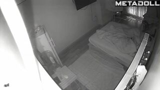 Busty Polish blonde babysitter rubs her pussy while watching webcam porn