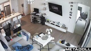 American wife gets fucked in their living room