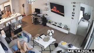 American wife gets fucked in their living room